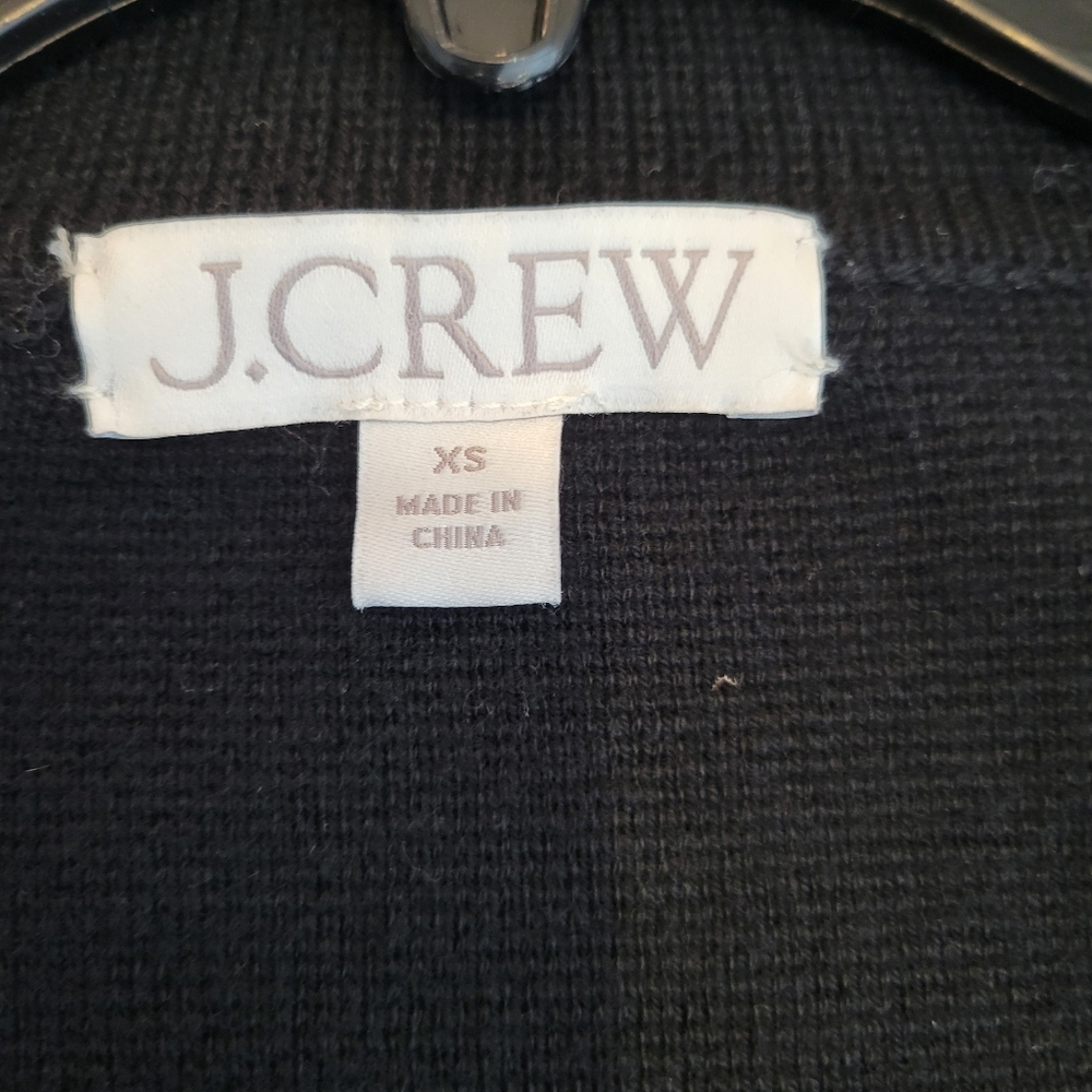 J.Crew Black Double-Breasted Warwick Tight Knit Gold Button Coat Size Xs - Picture 4 of 9